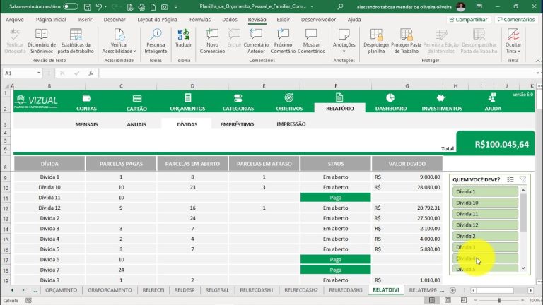 Planilha orçamento pessoal